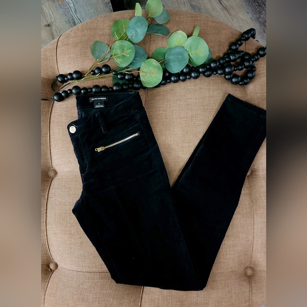 Club Monaco Velvet Zipper Skinny Pants